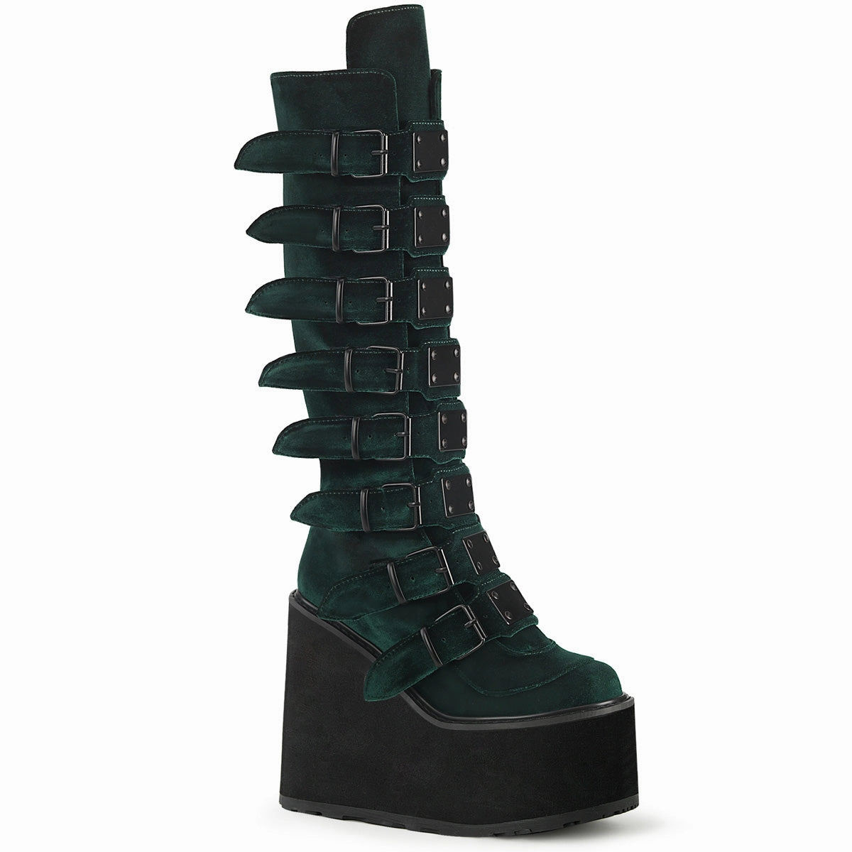 SWING-815 DemoniaCult Emerald Velvet Sexy Women's Mid-Calf & Knee High Boots (Alternative Footwear) Adidas Atlanta Shoes