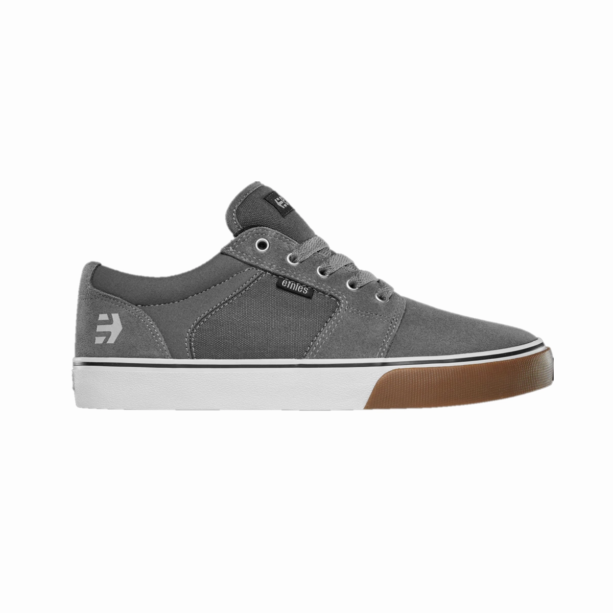 Skate Step ETNIES 4101000351 069 BARGE LS MN'S (Medium) Dark Grey/White/Gum Suede & Canvas Skate Shoes