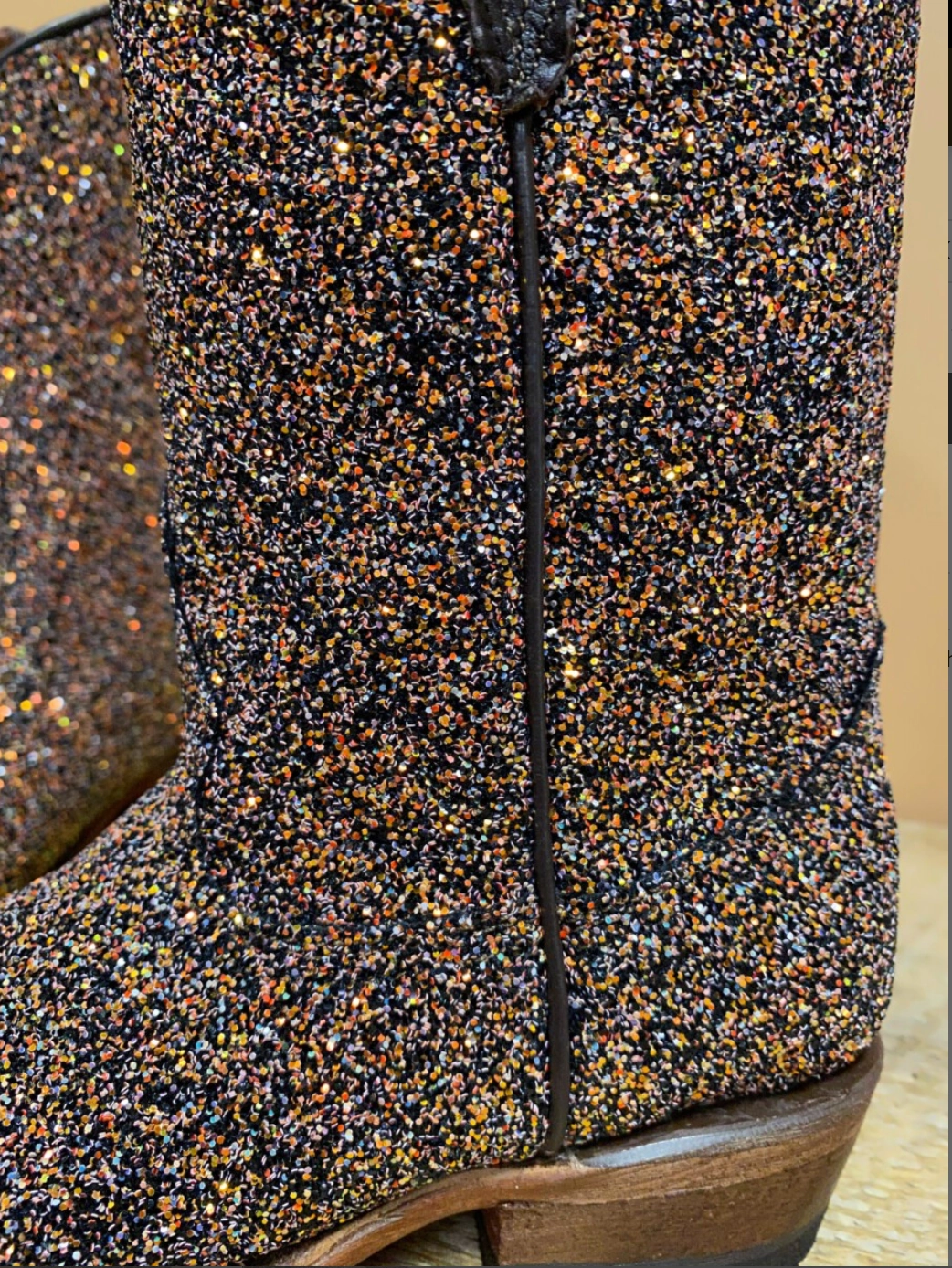 Tanner Mark Boots Girl's Mermaid Cowgirl-Brown Glitter Surgical Boots