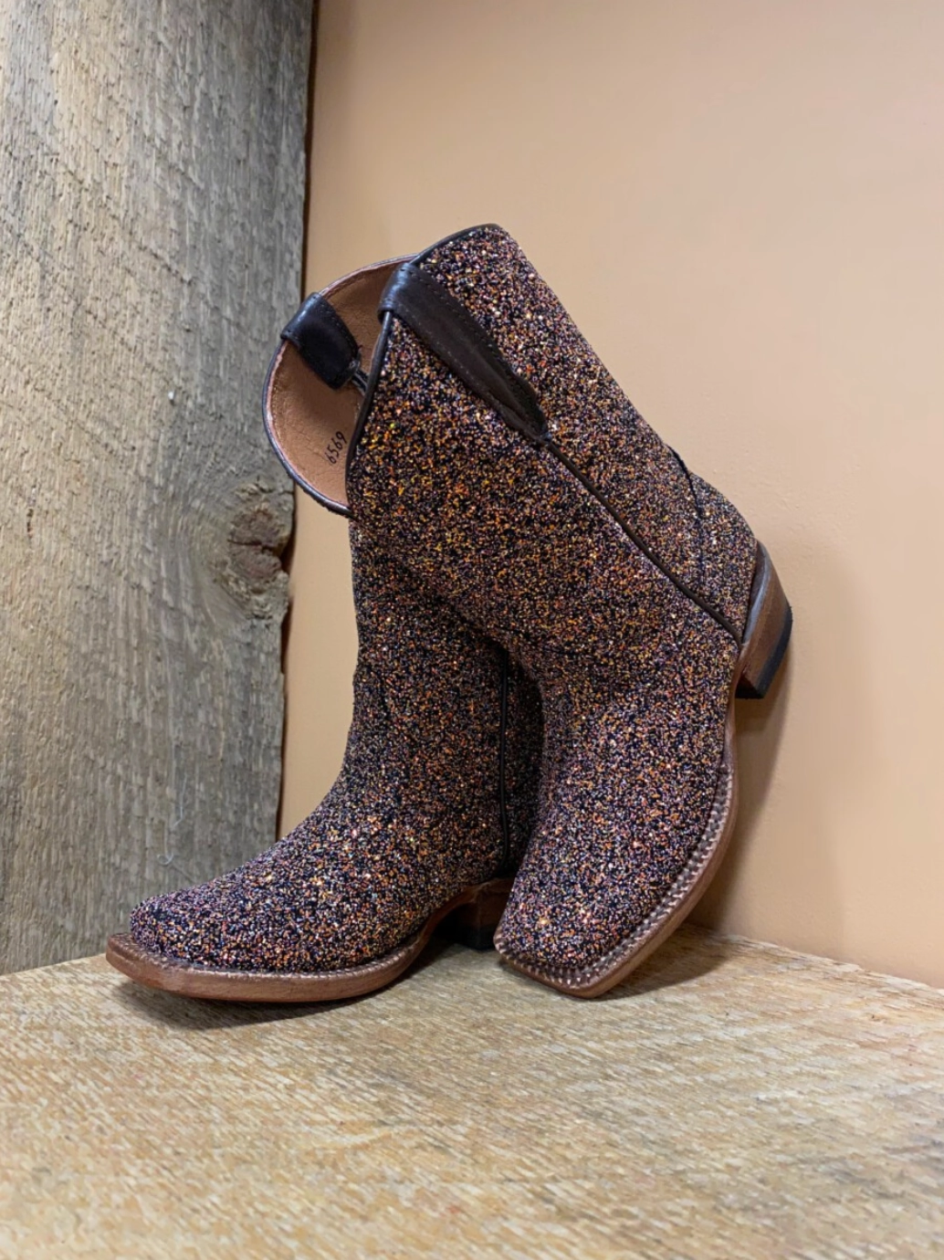 Rubber Sole Boots Tanner Mark Boots Girl's Mermaid Cowgirl-Brown Glitter