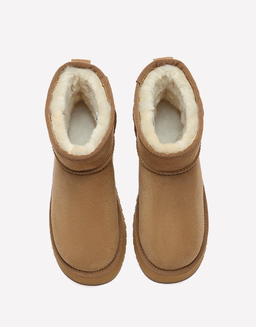 Tall Black Boots Thick Bottom Mini Classic in Chestnut