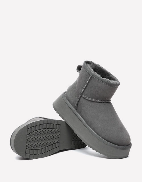 Blue Cowgirl Boots Thick Bottom Mini Classic in Grey