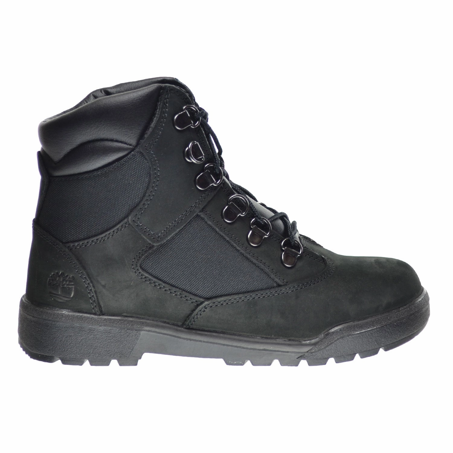 Timberland 6 Inch Big Kid's Field Boots Black Nubuck Day Hiking Boots