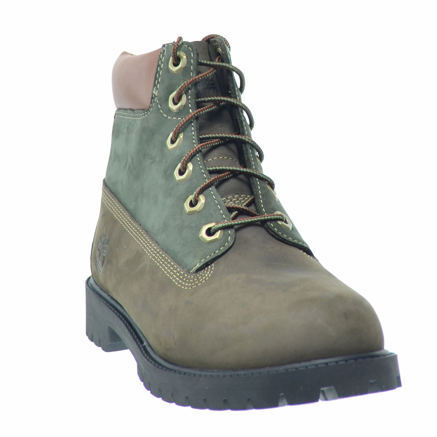 Timberland 6 Inch Premium Big Kids Waterproof Boots Brown/Green Hiking In Cowboy Boots