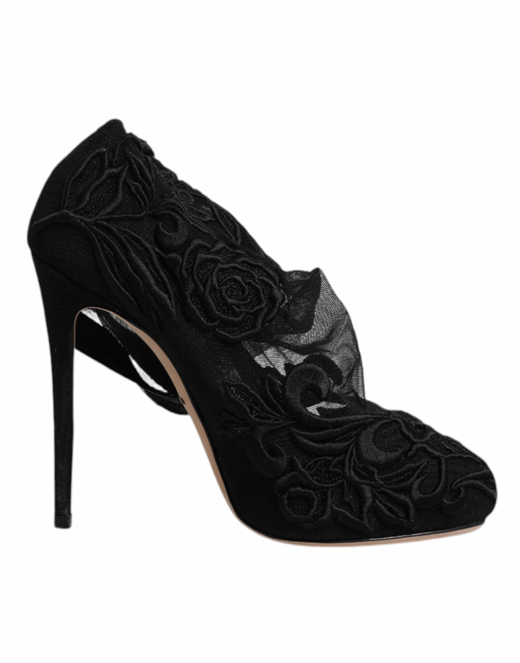 Dolce & Gabbana Black Tulle Stretch Heels Mid Calf Boots Shoes Adidas Adizero Tennis Shoes