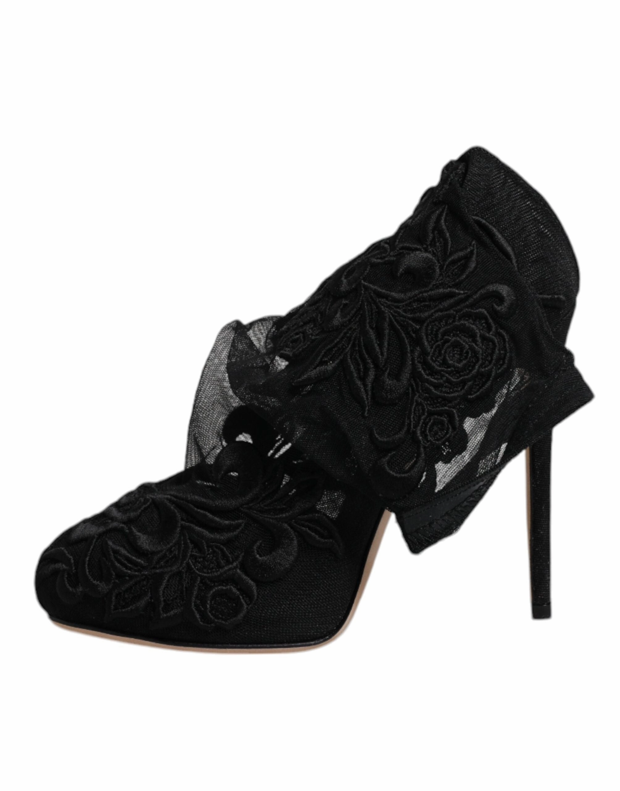 Dolce & Gabbana Black Tulle Stretch Heels Mid Calf Boots Shoes Running Shoes Adidas Adizero Adios 9