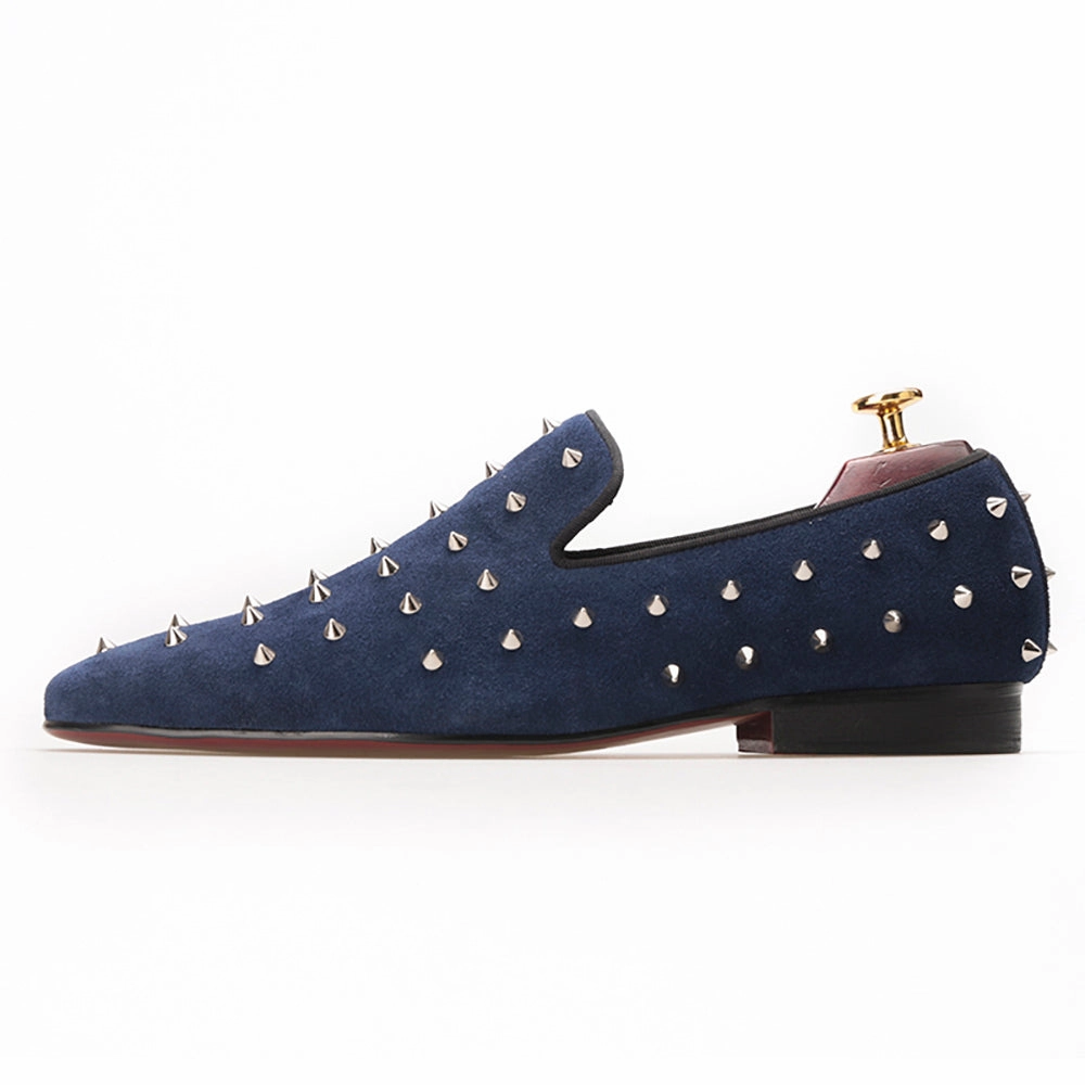 OneDrop Handmade Suede Men Dress Shoes Silver Rivet Wedding Party Prom Banquet Loafers Betsy Johnson Loafers