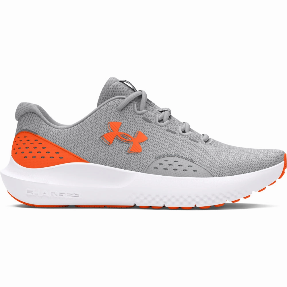 'Under Armour' Men's Charged Surge 4 - Mod Grey / White / Team Orange Boots For Skinny Legs