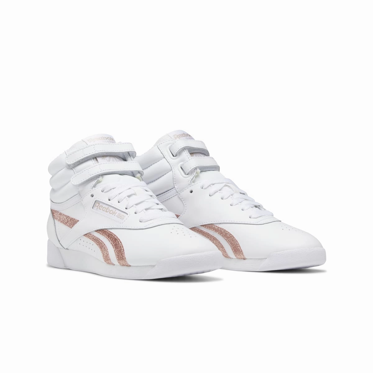 REEBOK GW9657 F/S HI WMN'S (Medium) White/Rose Gold Leather Lifestyle Shoes Party Go Gym Style