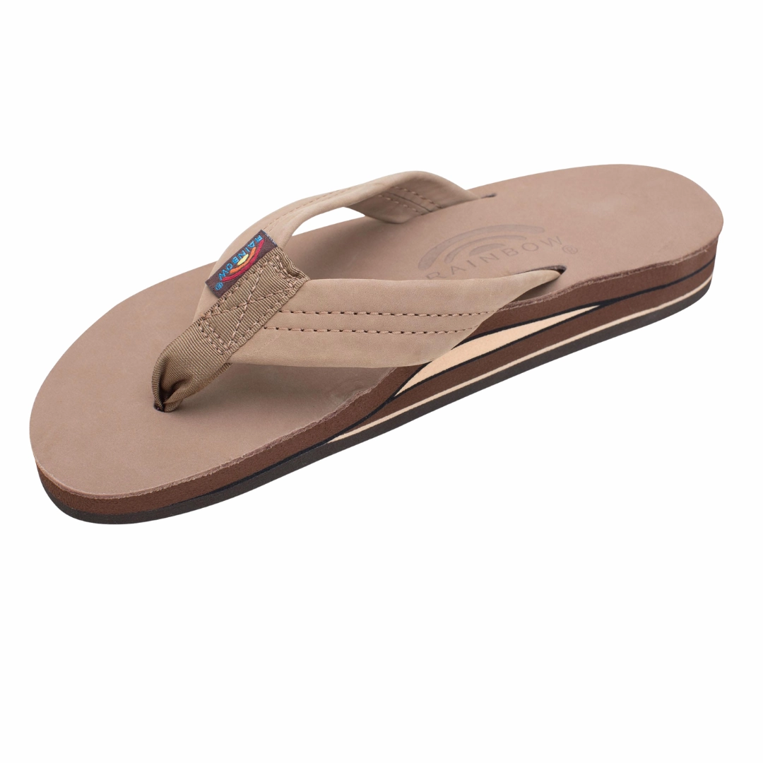 Smooth Walk RAINBOW 302ALTS0W/DKBR DOBLE LAYER PREMIER WMN'S (Medium) Dark Brown Leather Strap Sandals
