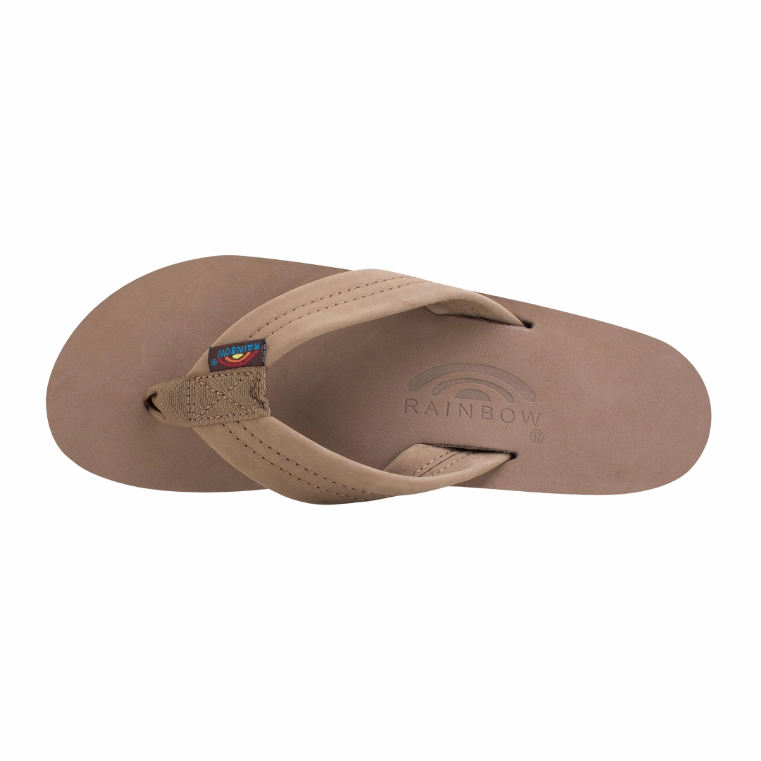 RAINBOW 302ALTS0W/DKBR DOBLE LAYER PREMIER WMN'S (Medium) Dark Brown Leather Strap Sandals Footwear for Vacation Comfortable Beach Shoes