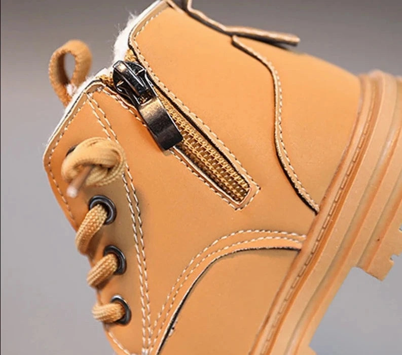 Children's Fashion Boots Winter Thickened Boys Girls' Anti Slip Warm Leather Boots Side Zipper Solid Color Kids Casual Shoes Nashville Western Boots