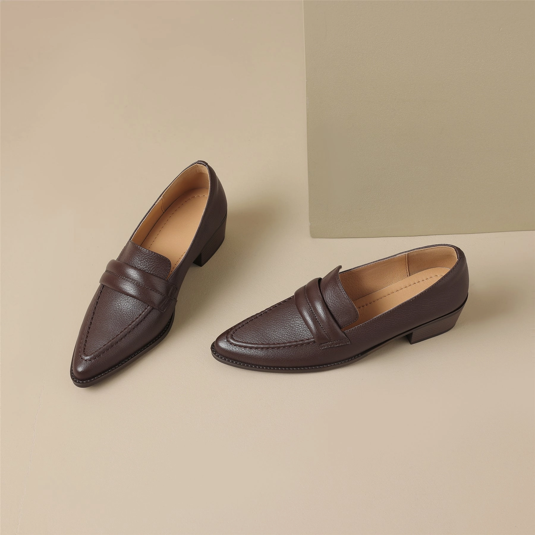 Disney Princess Rapunzel Dress Up Shoes TinaCus Women's Handmade Genuine Leather Pointy Toe Chunky Heel Loafer Pumps