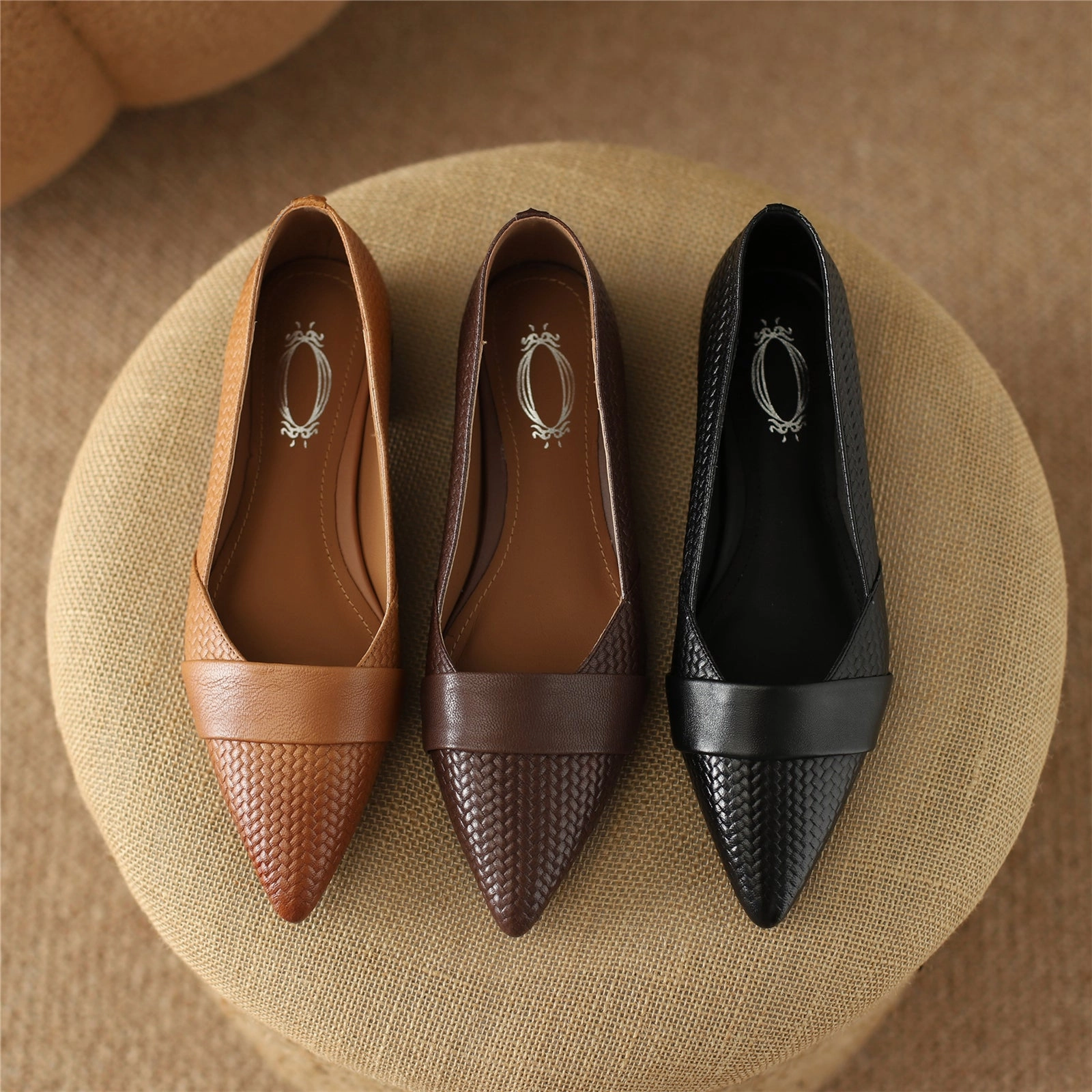 Dress Shoe Sales Near Me TinaCus Women's Pointed Toe Genuine Leather Handmade Flat Heel Shoes