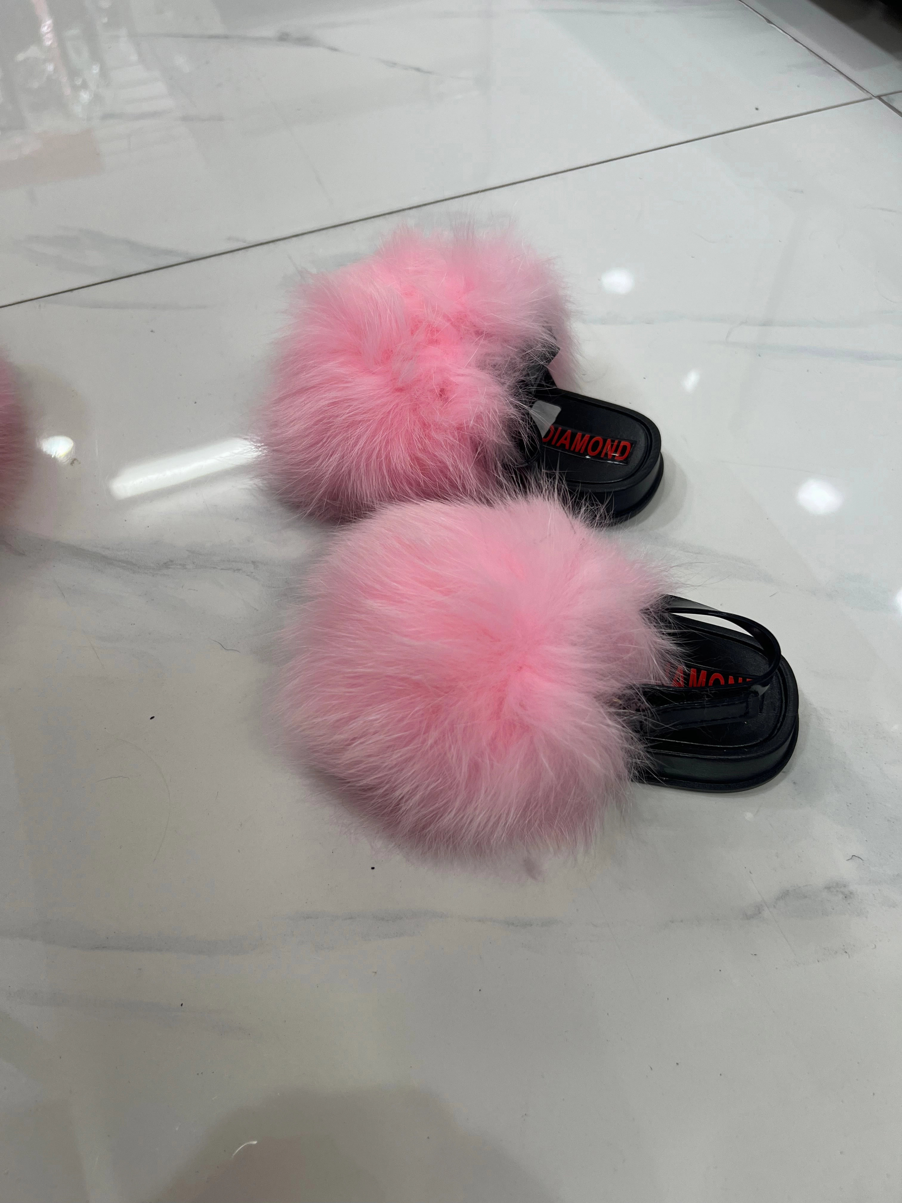 Beaver Slippers Toddler faux fur slides light pink