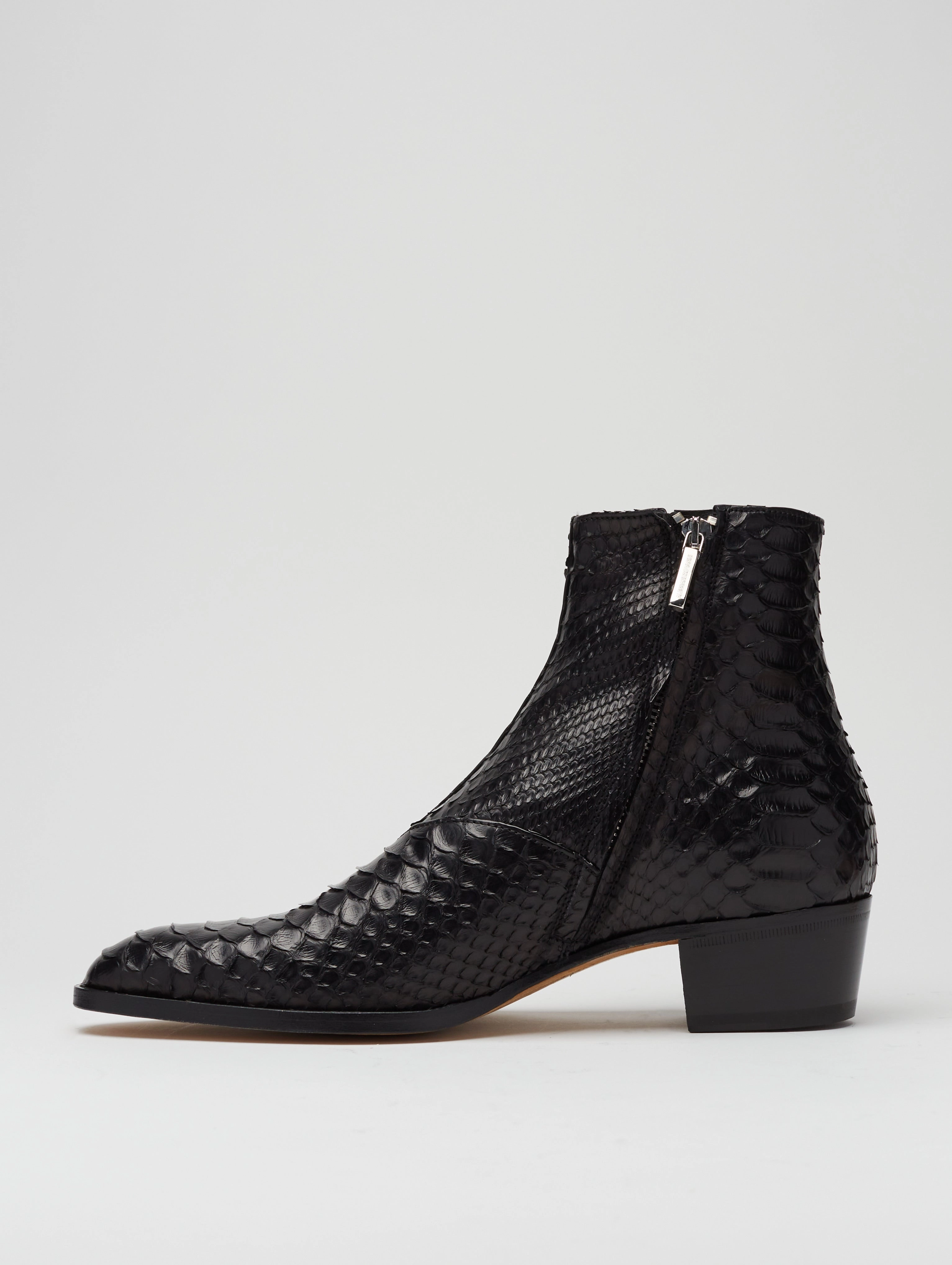 SONNY "SPECIAL EDITION" 40MM ANKLE BOOT IN BLACK SNAKESKIN Suit With Chelsea Boots