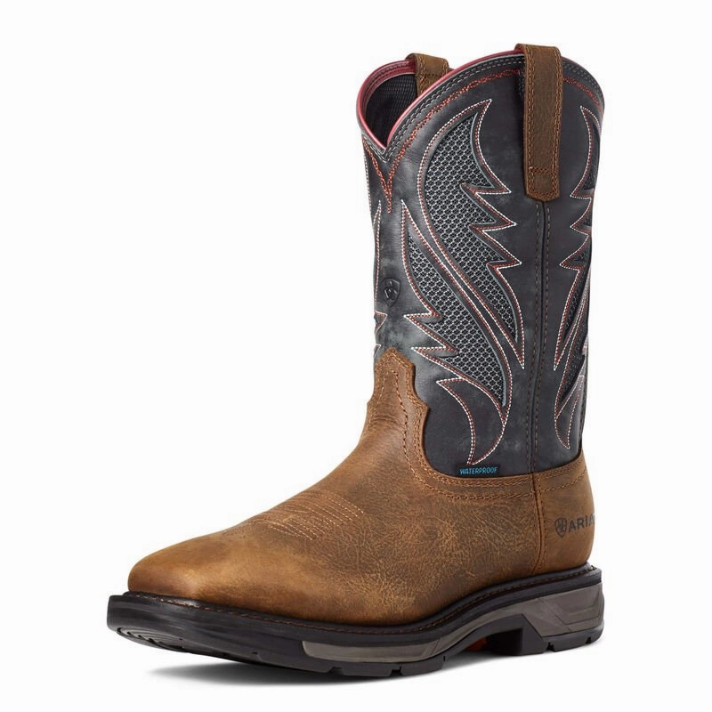 Waterproof Work Boots On Sale Ariat Men's 11" Waterproof WorkHog XT VentTEK Wide Square Toe Work Boot