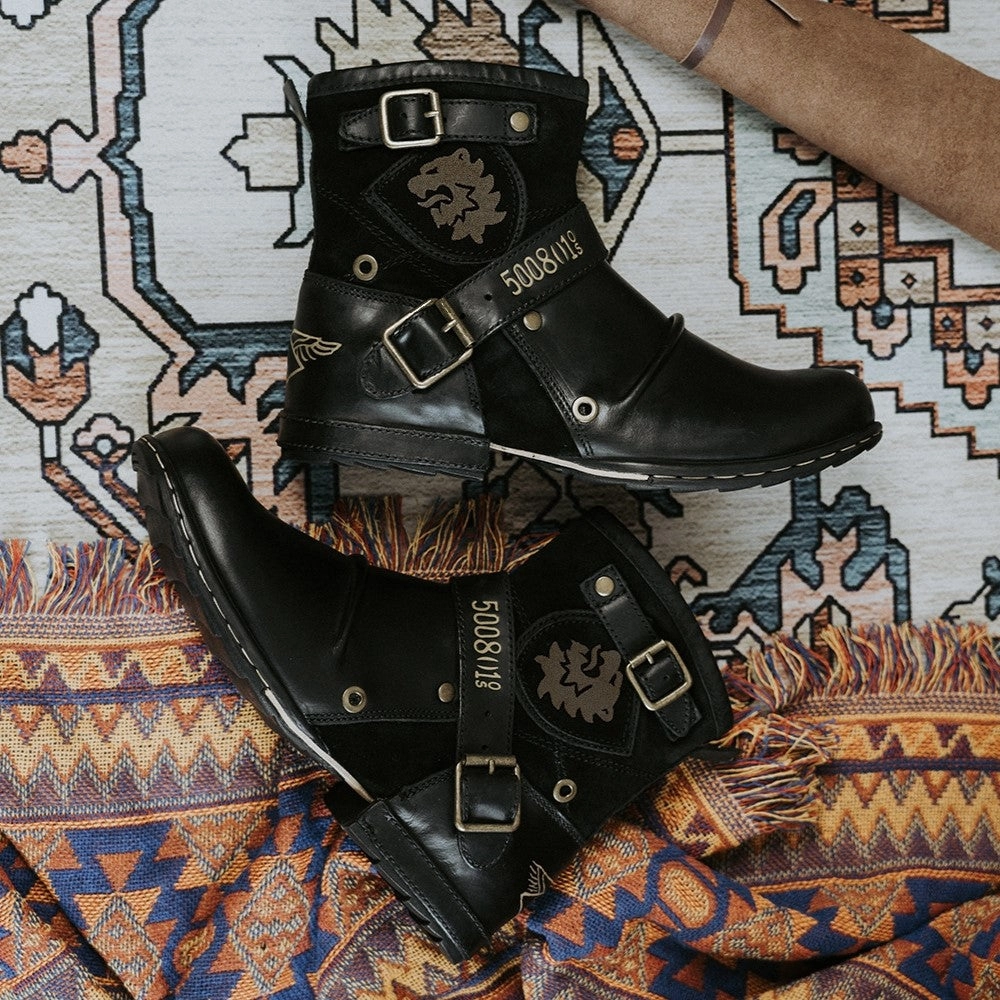 Lace Up Steel Toe Work Boots Cowboy Style Western Leather Boots For Men