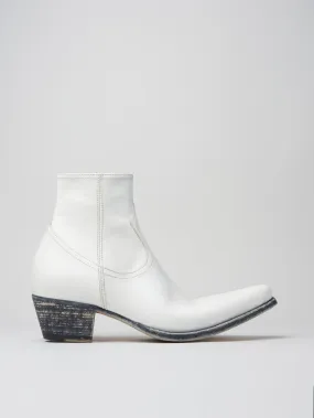CLINT ANKLE BOOT IN DISTRESSED WHITE VACCHETTA LEATHER Different Types Of Cowboy Boots