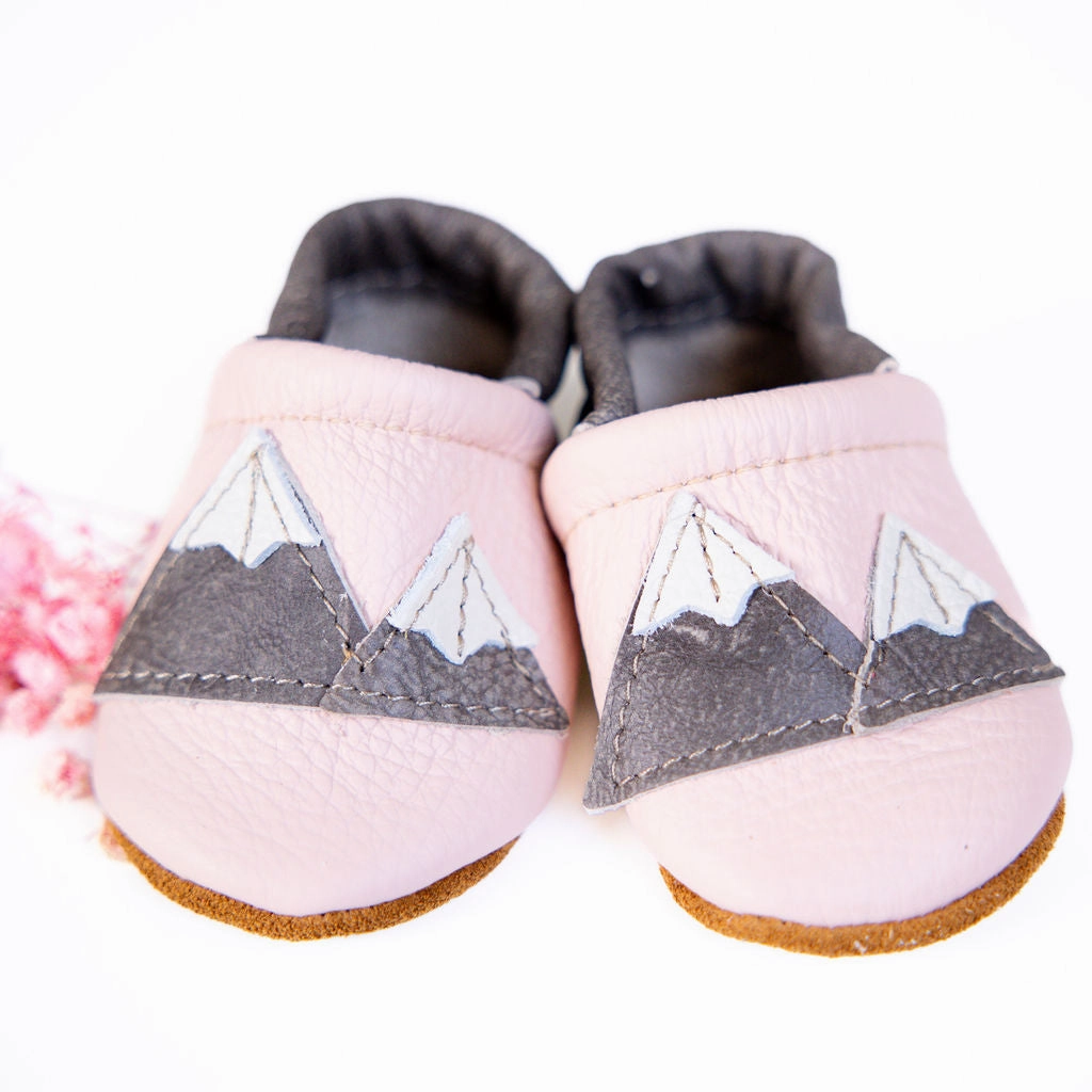 Gold Small High Heels Rose Blush Mountains Leather Shoes Moccs Baby and Toddler