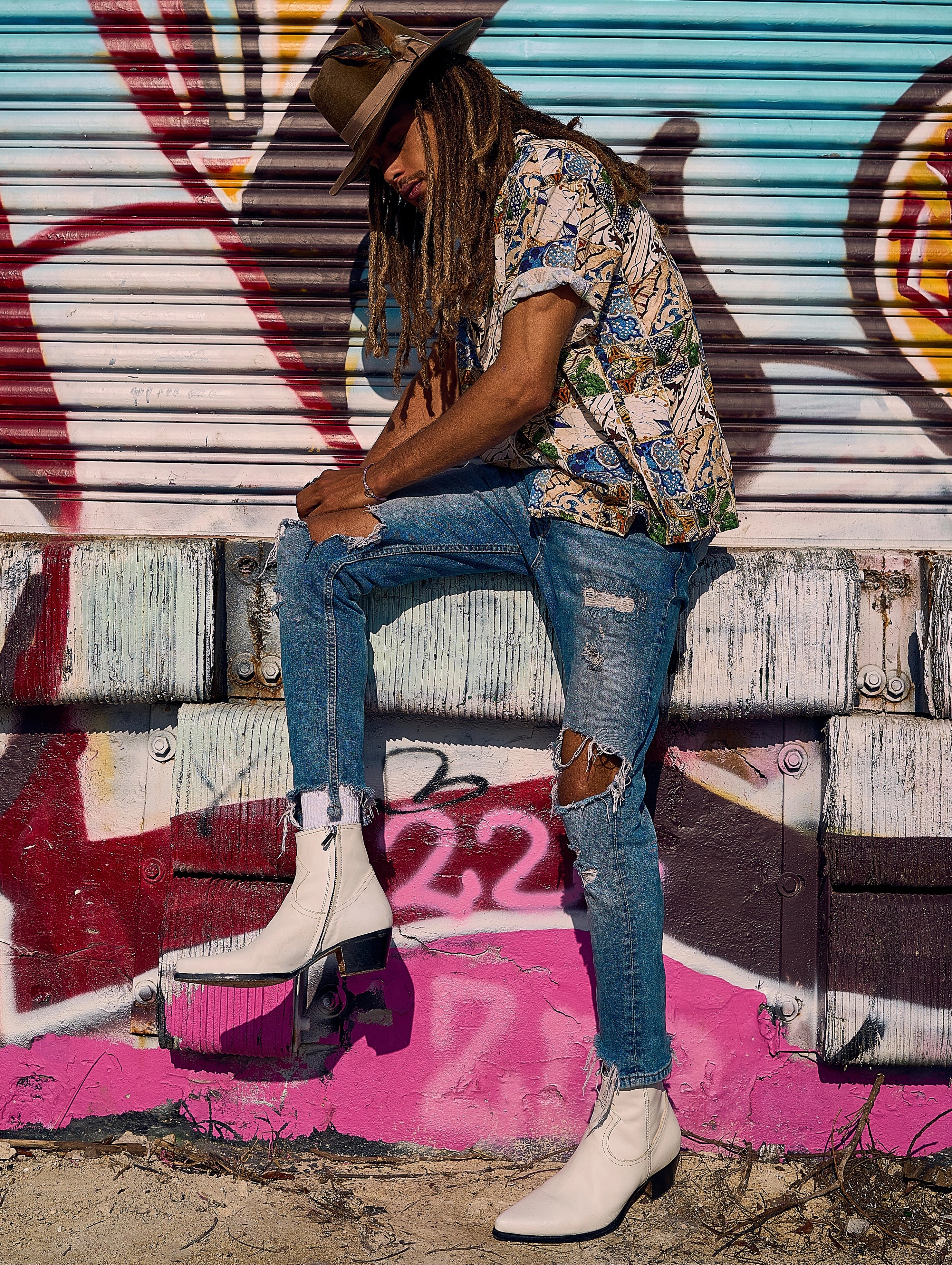 CLINT ANKLE BOOT IN DISTRESSED WHITE VACCHETTA LEATHER Manoa Boots