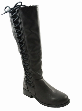 Aliexpress Rain Boots Black Corset Lace Up Riding Knee High Vegan Leather Boots