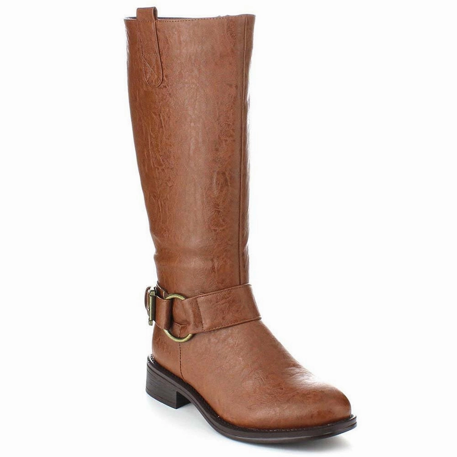 Moonstar Rain Boots Tan Riding Ankle Strap Knee-high Women's Vegan Boots