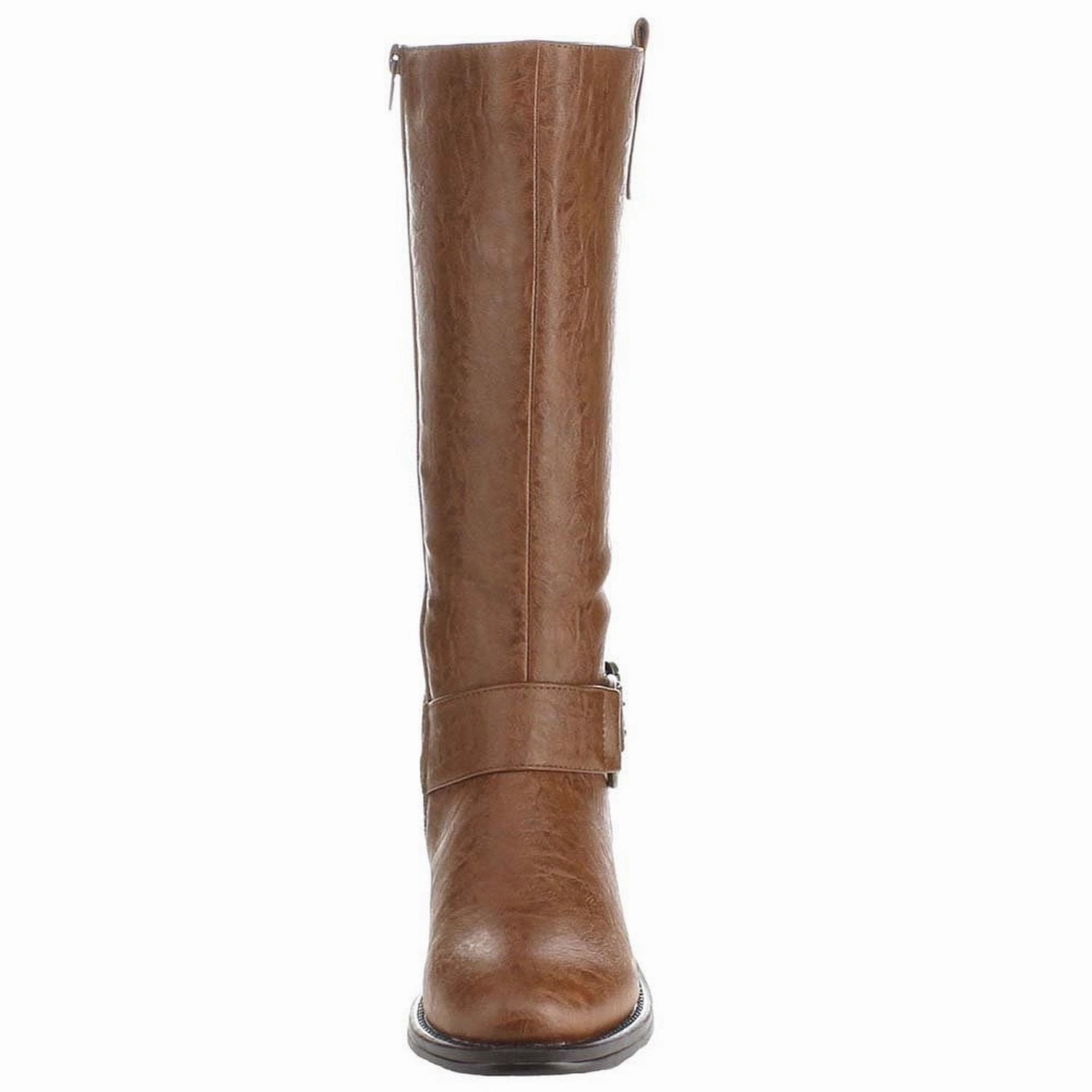 Half Rain Boots Tan Riding Ankle Strap Knee-high Women's Vegan Boots