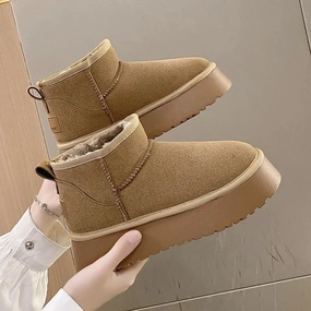 Winter Women Short Plush Warm Snow Boots Casual Shoes 2022 New Suede Fur Chelsea Ankle Boots Flats Platform Ladies Shoes Botas Jbu Snow Boots