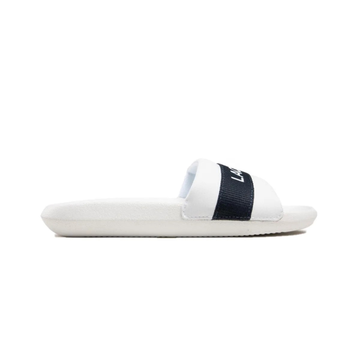 LACOSTE 7-41CMA0007042 CROCO SLIDE 319 MN'S (Medium) White/Navy Synthetic & Textile Slides Slip On Design