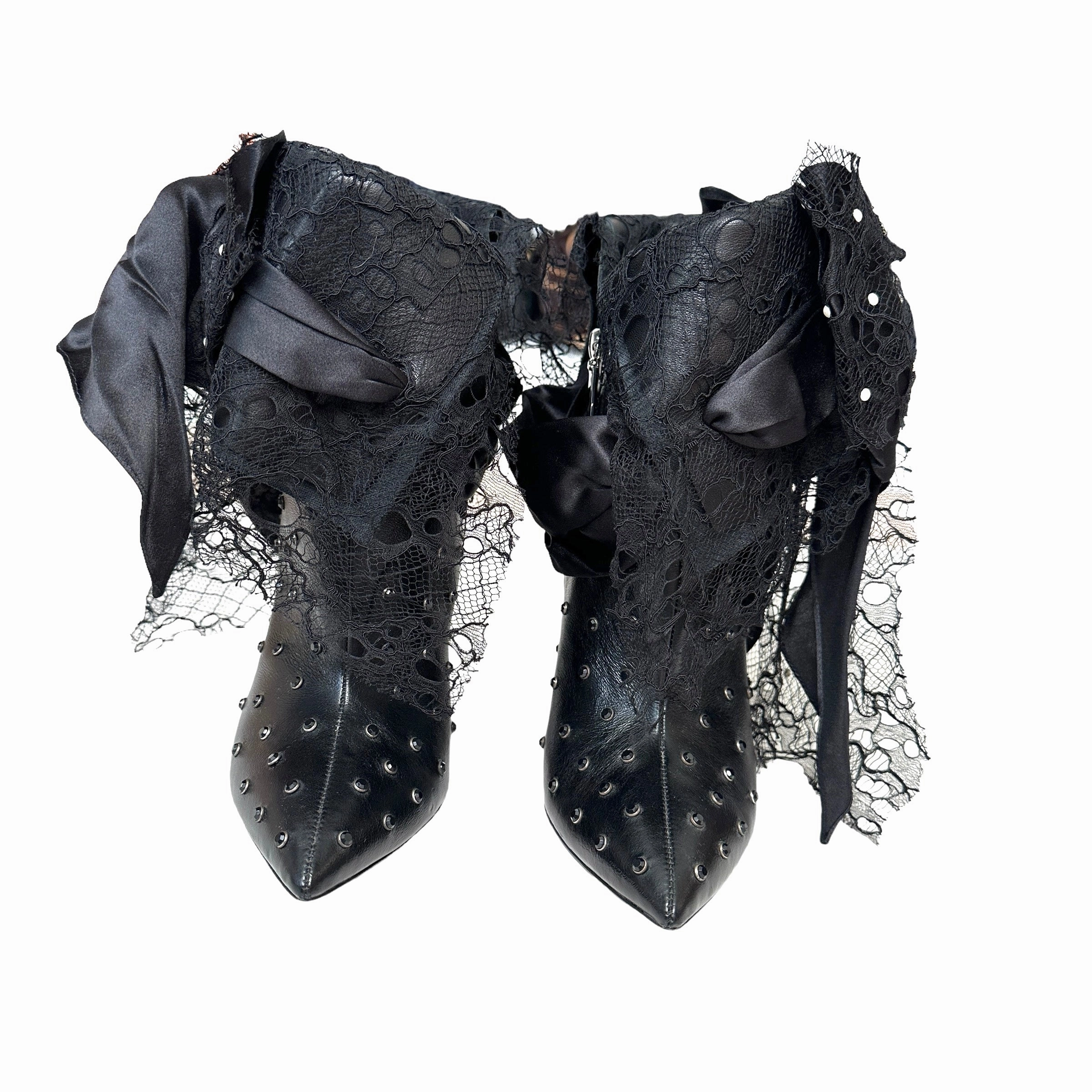 Adidas Shoes Gucci Black Studded & Laced Boots - 8.5