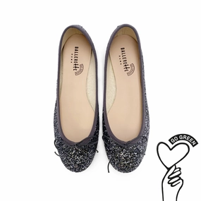 TT GO GREEN Collection - Iron-colored glitter ballet flats in ECO fabric Shoes With A Dress