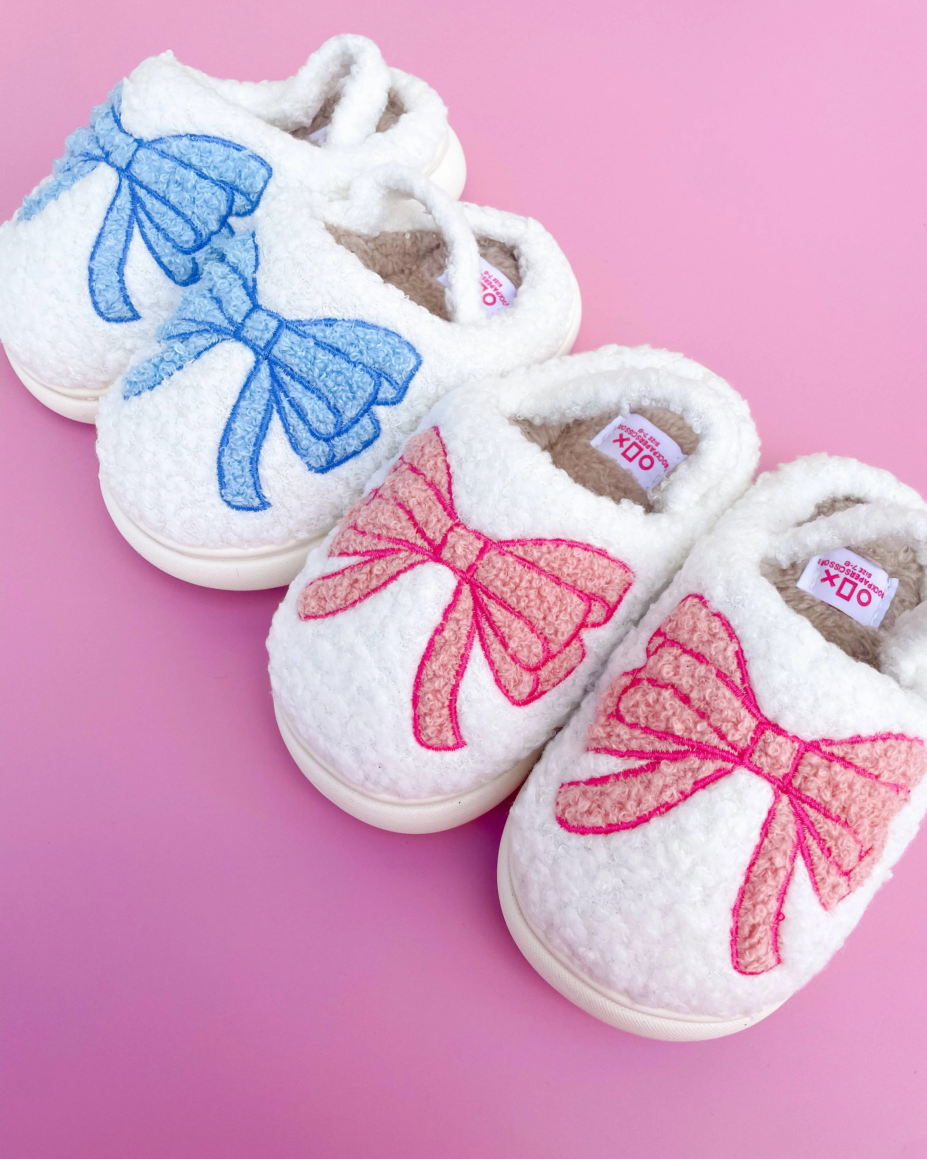 Rock Paper Scissors - Toddler/Kids Pink Bow Slippers: Large Slides Footwear