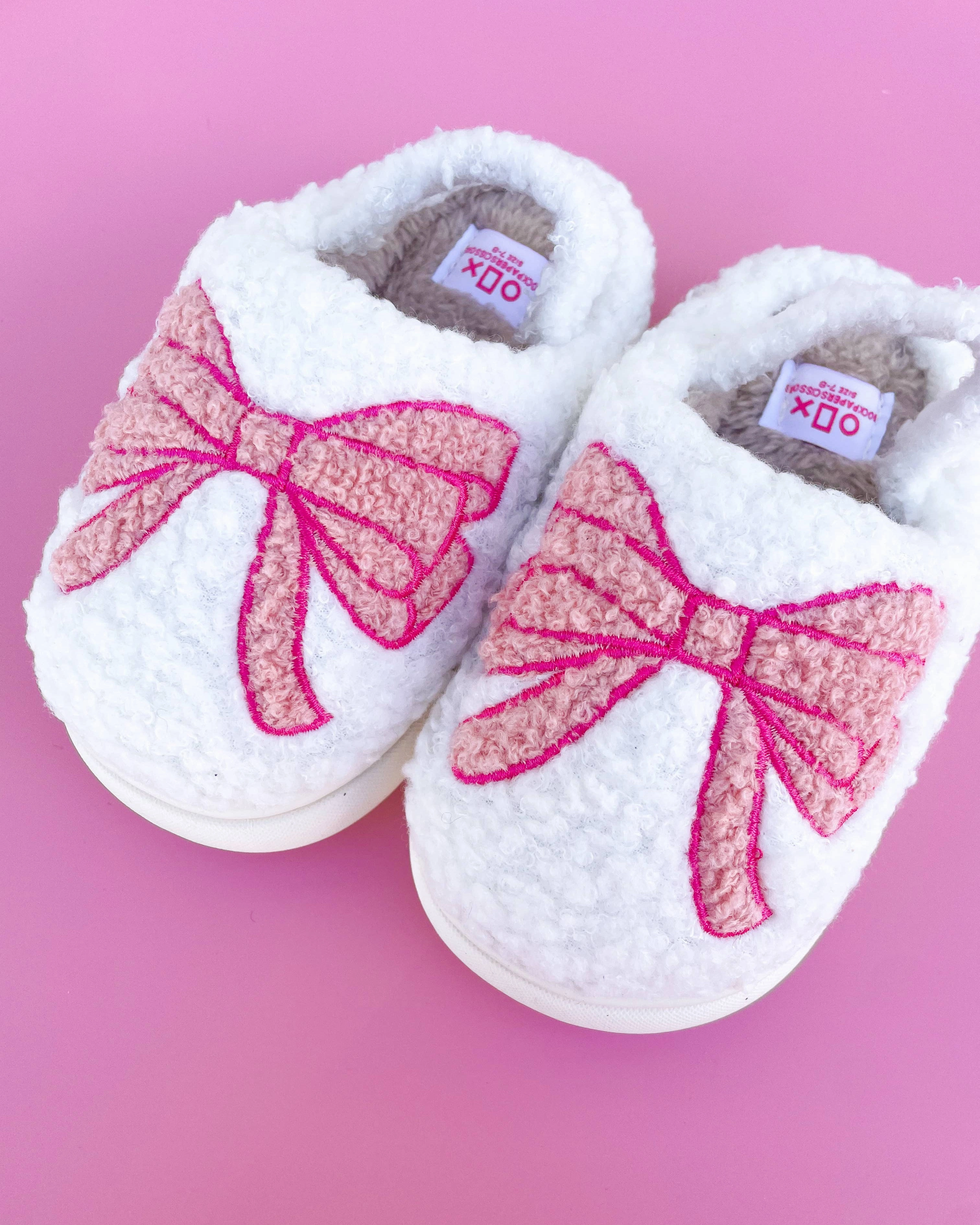 Toe Separator Slippers Rock Paper Scissors - Toddler/Kids Pink Bow Slippers: Large