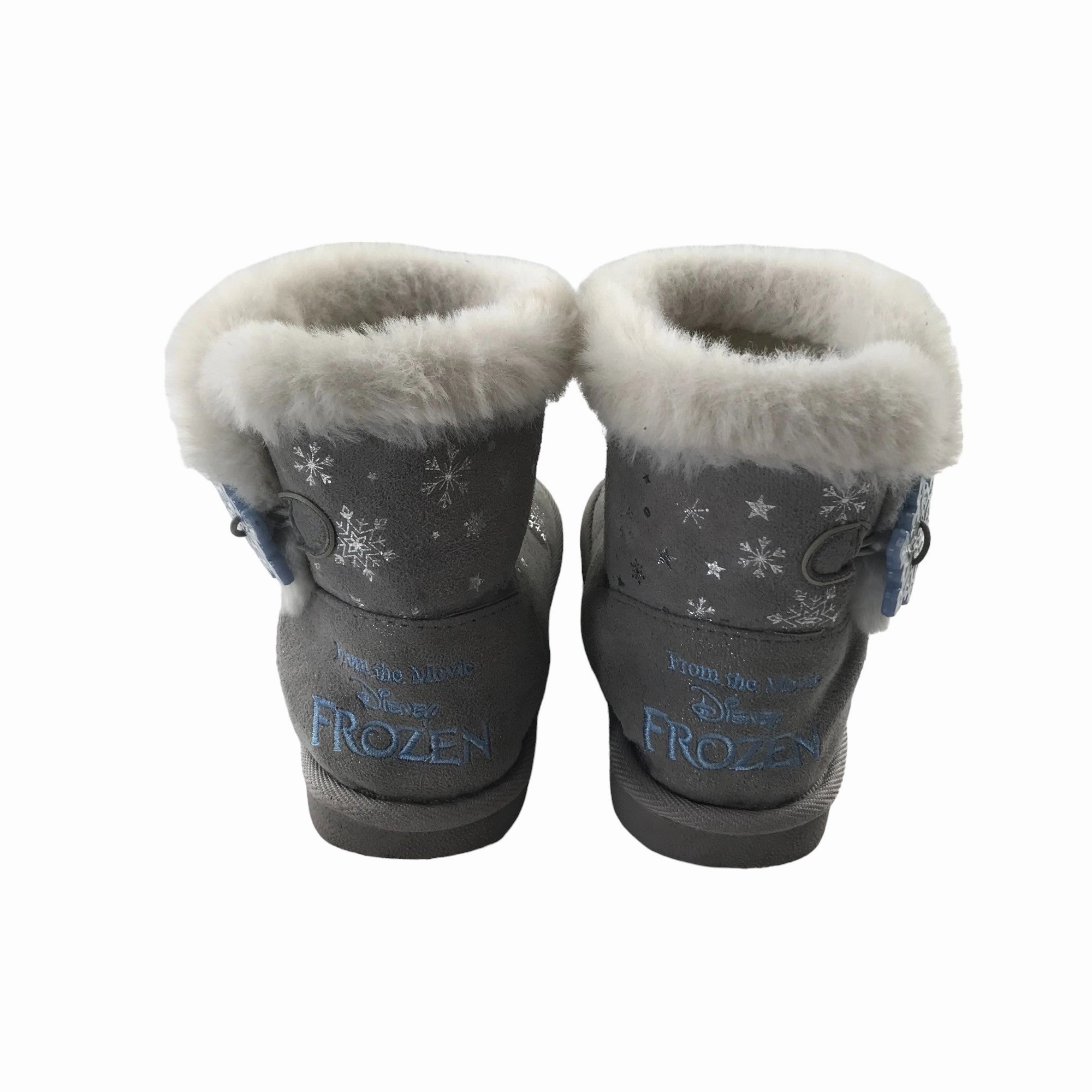 Slippers 12 Junior Grey Frozen Ankle High Fluffy Inside Wedge Slides