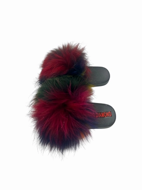 Rainbow Slippers Kids faux fur slides rakoun