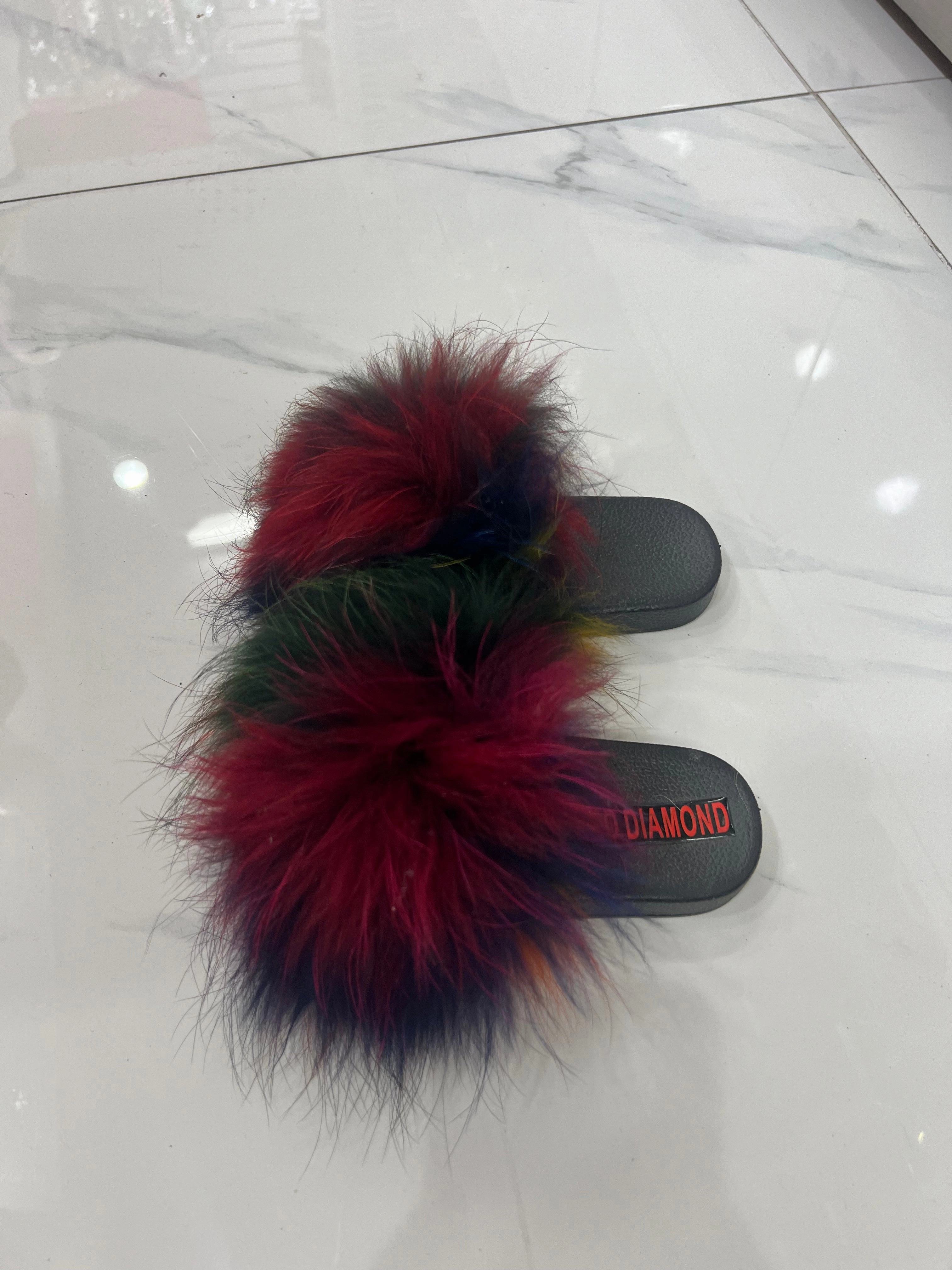 Kids faux fur slides rakoun Big Toe Slippers