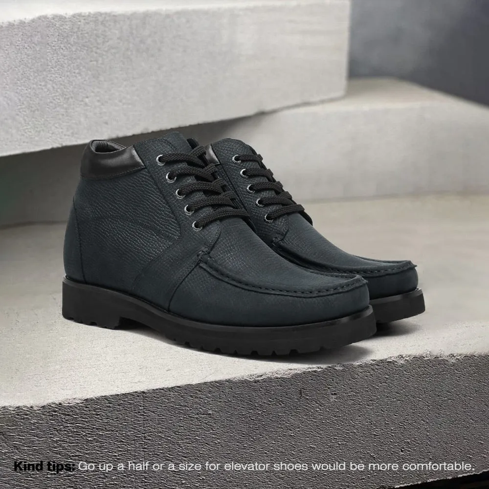 10CM/3.94 Inches CMR CHAMARIPA Men's Black Nubuck Boots - Square Toe Design Fur Winter Boots