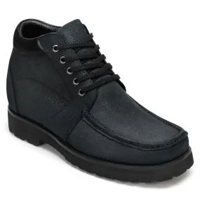 10CM/3.94 Inches CMR CHAMARIPA Men's Black Nubuck Boots - Square Toe Design Best Insoles For Work Boots