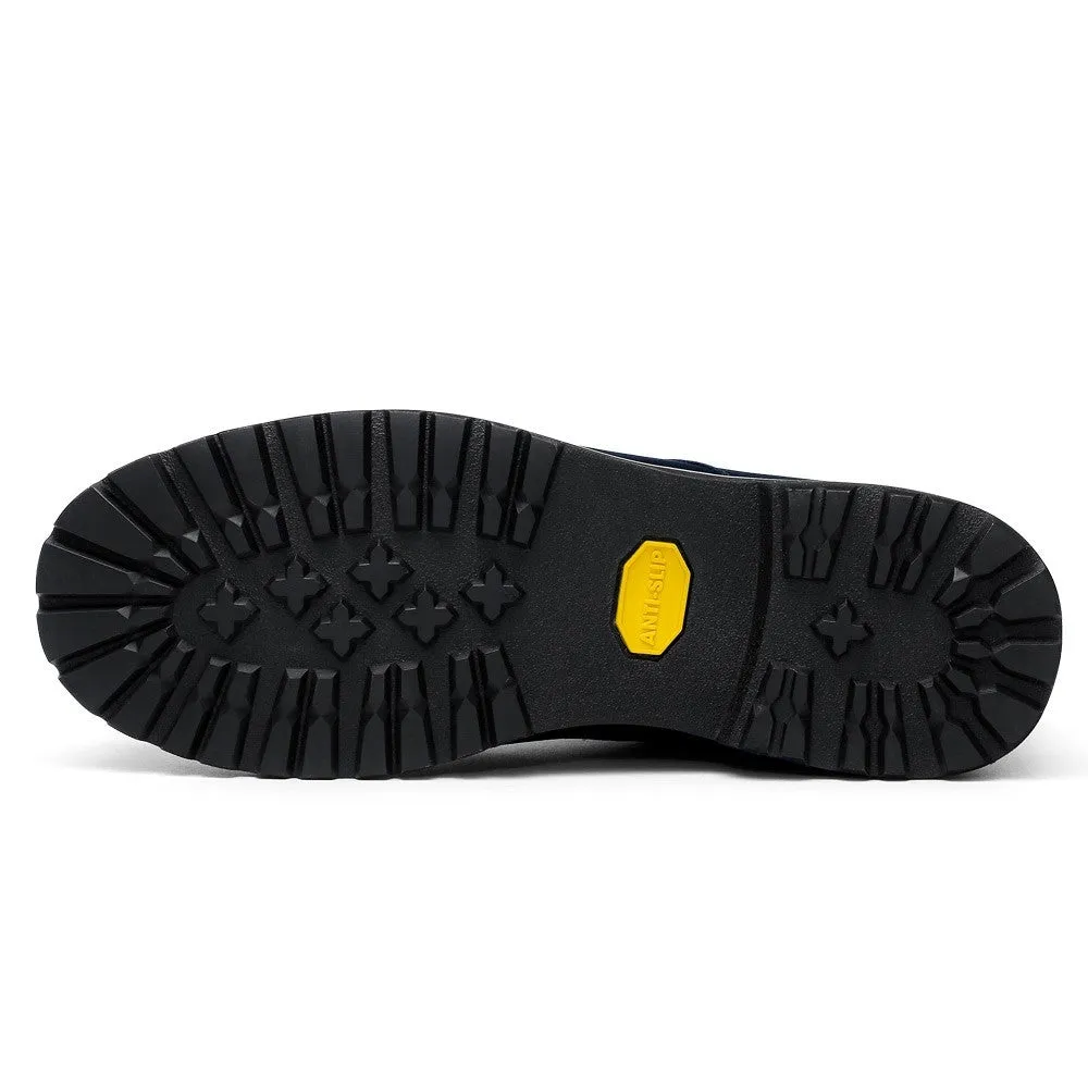 10CM/3.94 Inches CMR CHAMARIPA Men's Black Nubuck Boots - Square Toe Design Indigo Rd Boots