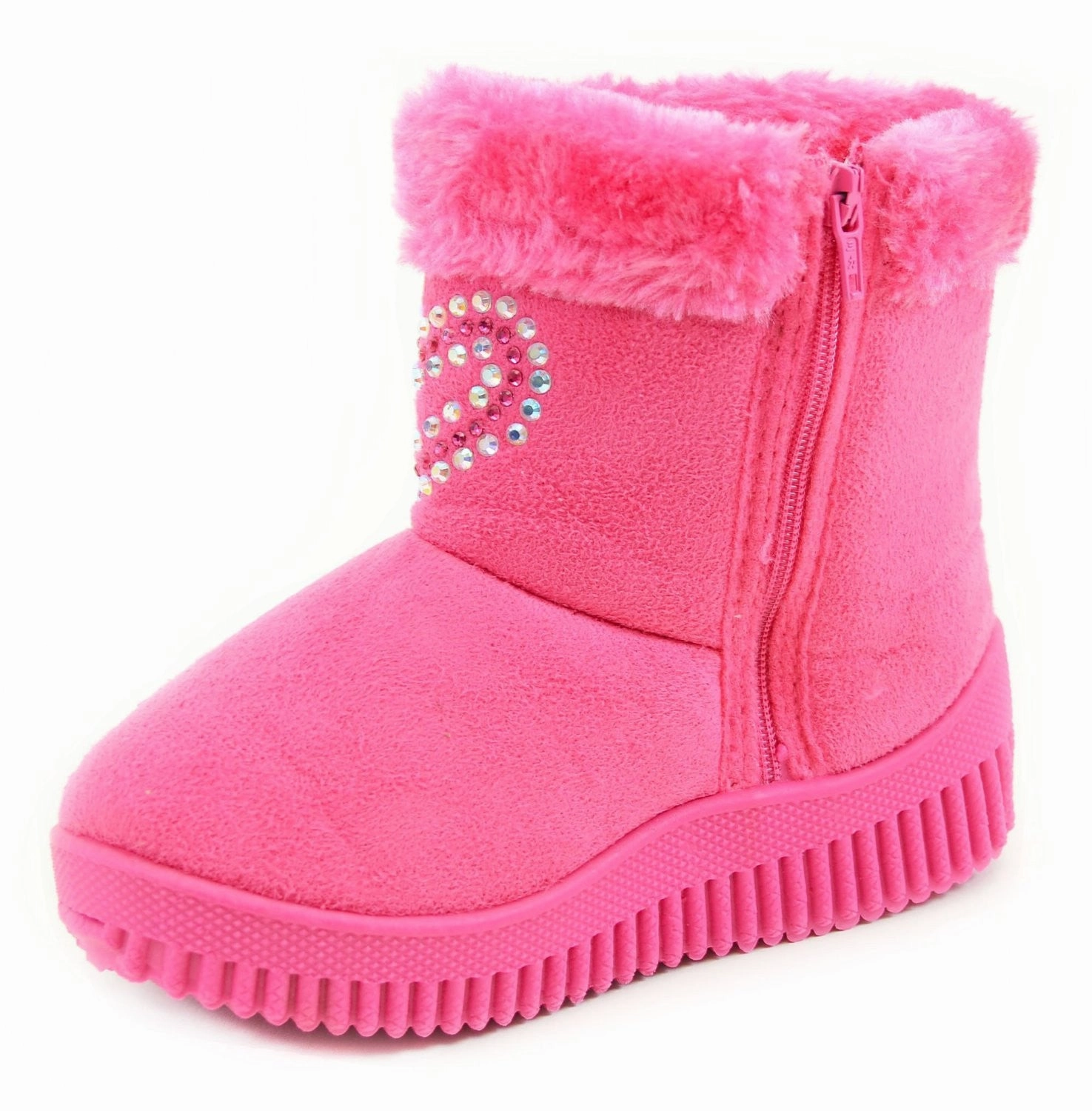 Super Furry Rhinestone Hearts Infant Baby Fashion Pom Winter Boots Adidas Sambae Shoes