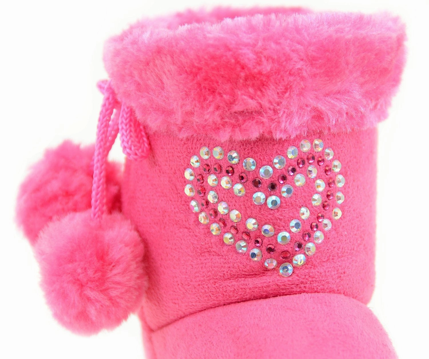 Adidas Cleat Shoes Super Furry Rhinestone Hearts Infant Baby Fashion Pom Winter Boots