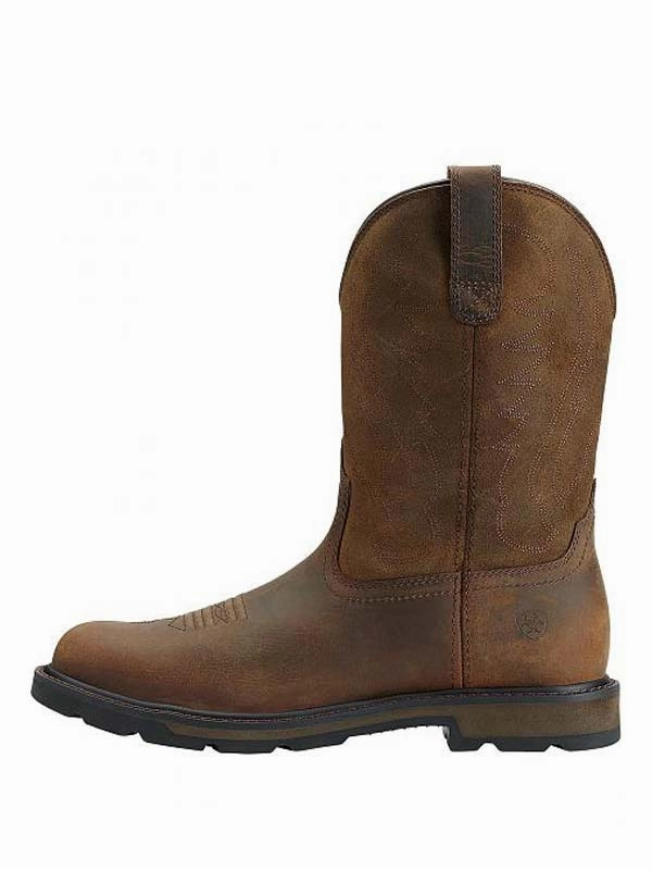 Ariat 10014238 Mens Groundbreaker Pull-On Work Boots Brown Best Work Boots For Working On Concrete