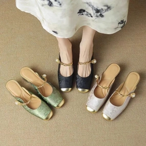 Asics Shoes Wiki CHRIS Slipper or Slingback Pearl Accent Slip-On Shoes