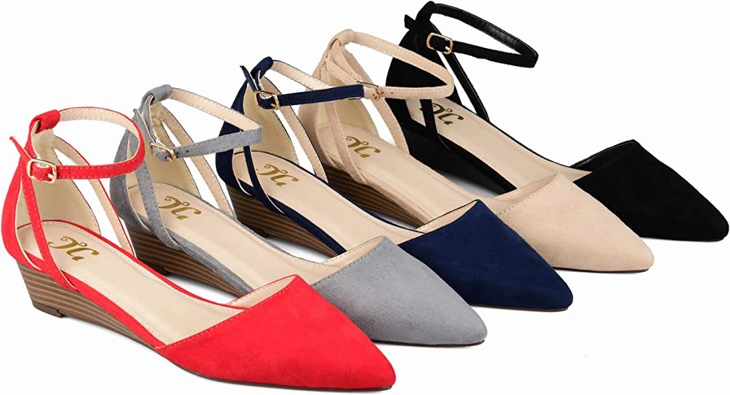 Brinley Co. Womens Pointed Toe Ankle Strap Sliver Wedge  Color Black Size 9M Asics Tennis Shoes Gel