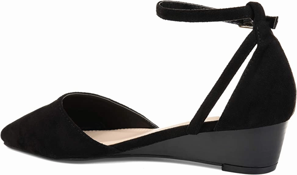 Most Comfortable Asics Lifestyle Shoes Brinley Co. Womens Pointed Toe Ankle Strap Sliver Wedge  Color Black Size 9M