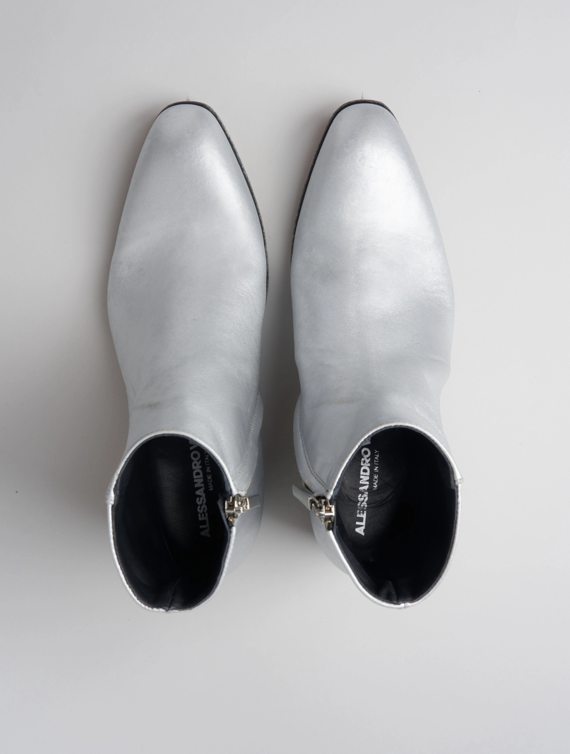 SONNY 40MM ANKLE BOOT IN DISTRESSED SILVER CALFSKIN Sparkly Western Boots