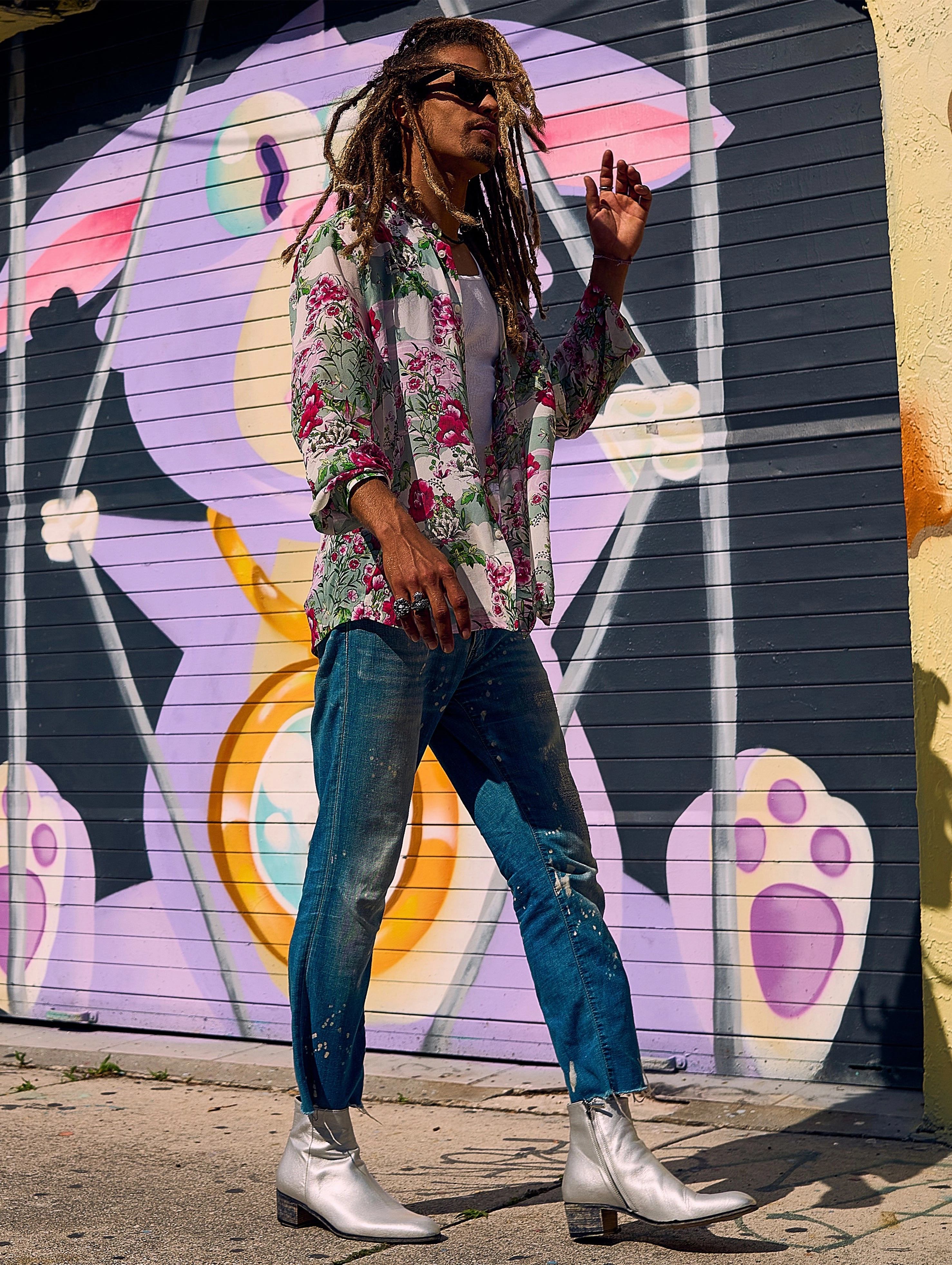 Gray Timberland Boots SONNY 40MM ANKLE BOOT IN DISTRESSED SILVER CALFSKIN