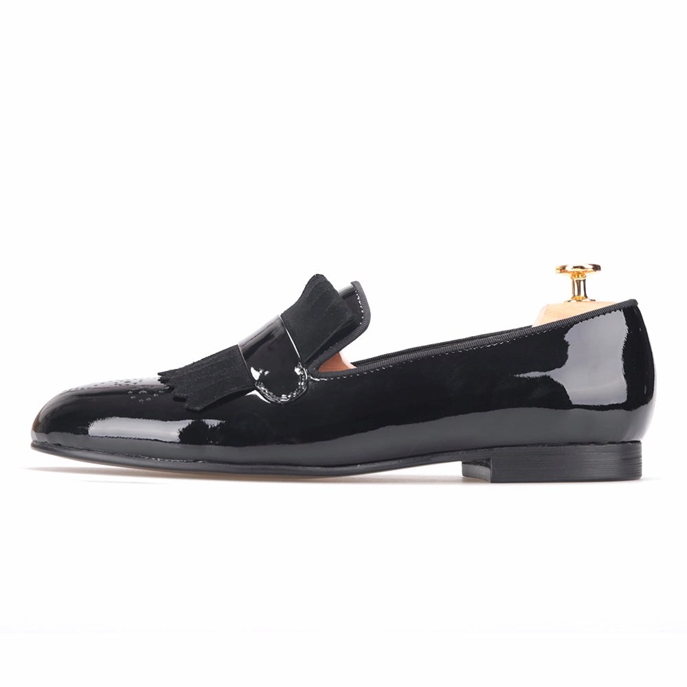 OneDrop Handmade Men Patent Leather Dress Shoes Brogue Suede Party Wedding Prom Loafers Designer Penny Loafers