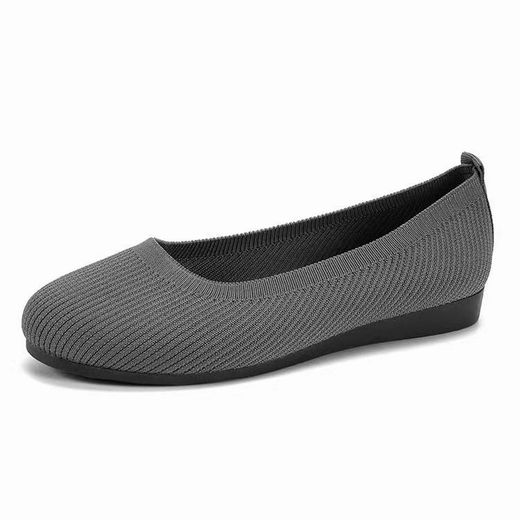 Buy Loafers Spring Autumn Casual Shoes For Women Slip-on Pump Knit Single Flat Shoes Breathable Round Toe Ladies Cloth Loafers Large Sized